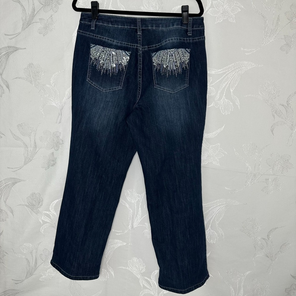 Christopher Banks Size-12P Denim Jeans Blue Stretch Embellished Pockets - Picture 2 of 15